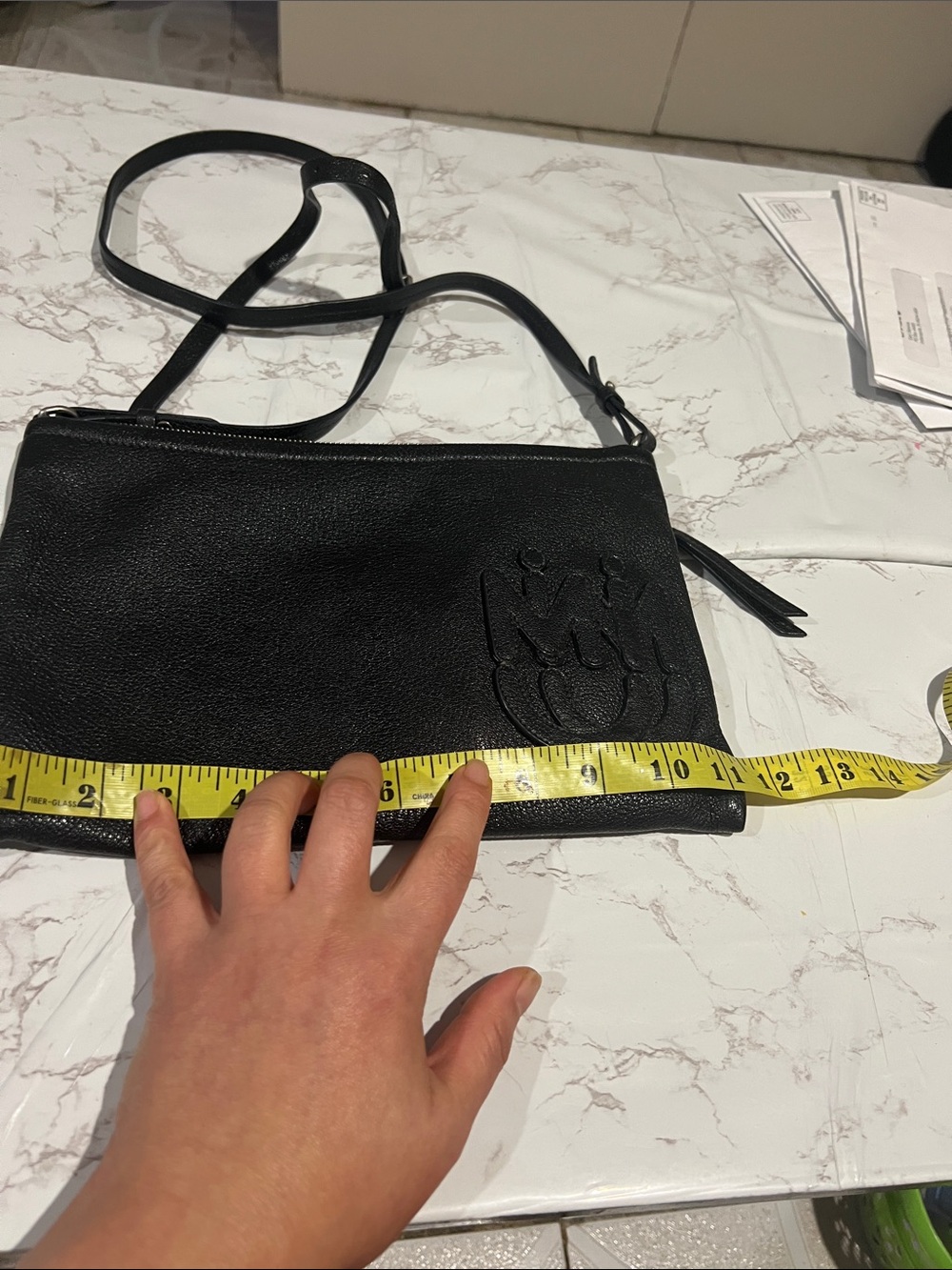 MIUMIU dark blue madras  Leather Crossbody Bag